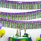Mardi Gras Decorations 2 Pack 39Ft Foil Fringe Garland Tinsel Streamers, Green Gold Purple Iris Pattern Metallic Hanging Backdrop Banner Table Skirts for Carnival Birthday Party Parade Floats